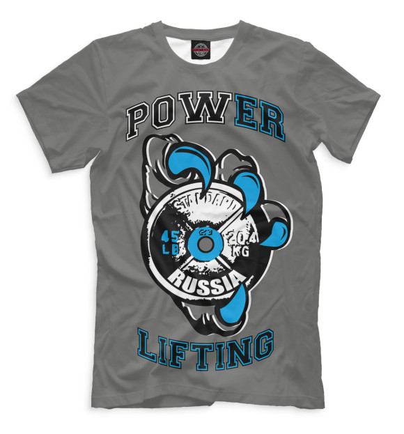 Мужская футболка с изображением Пауэрлифтинг цвета Серый