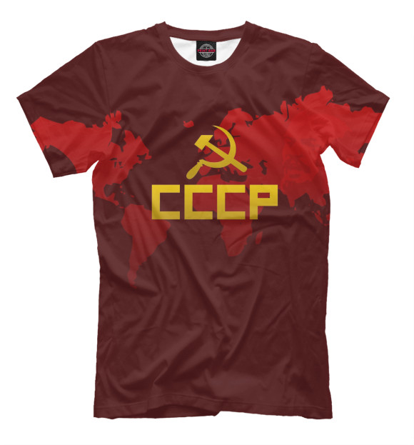Мужская футболка с изображением СССР и карта мира цвета Темно-бордовый