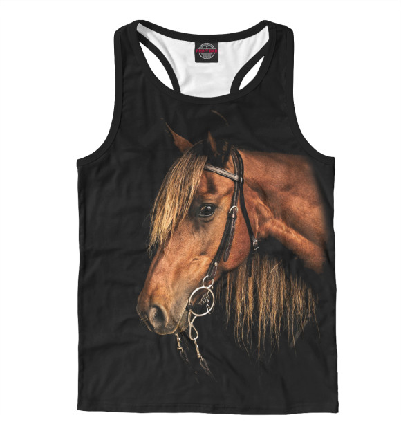 Мужская майка-борцовка с изображением Лошадь цвета Белый