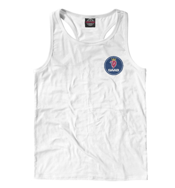 Мужская майка-борцовка с изображением Saab цвета Белый