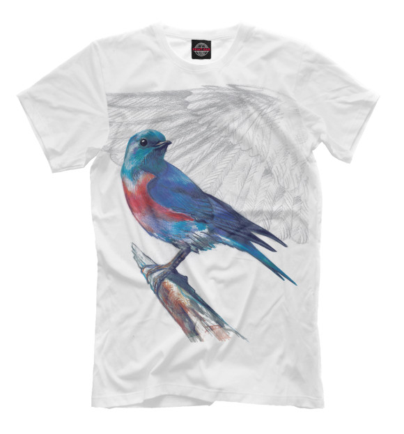 Мужская футболка с изображением Синяя Птица цвета Молочно-белый