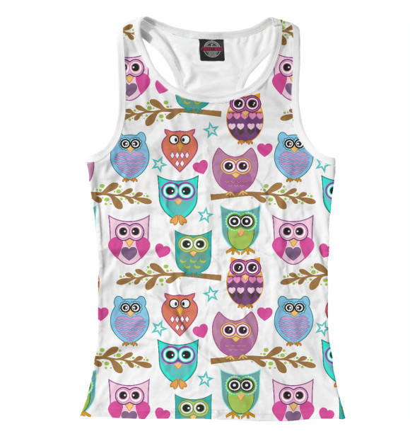 Женская майка-борцовка с изображением Совушки цвета Белый