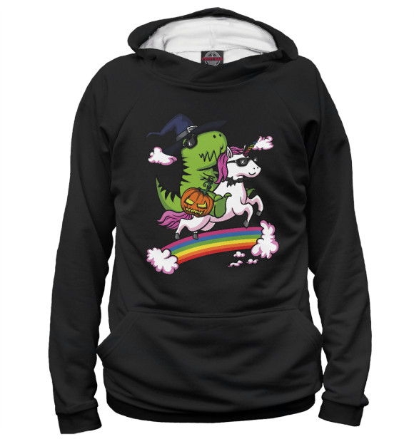 Женское худи с изображением Witch Rex Dinosaur Riding цвета Белый