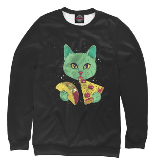 Женский свитшот Cat Eating Pizza and Taco