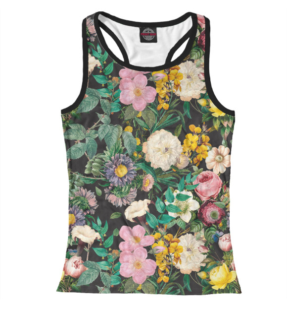 Женская майка-борцовка с изображением Летний узор из цветов цвета Белый