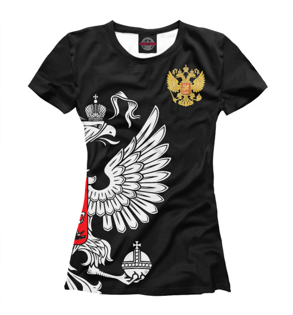 Женская футболка с изображением Россия Exclusive Black цвета Белый