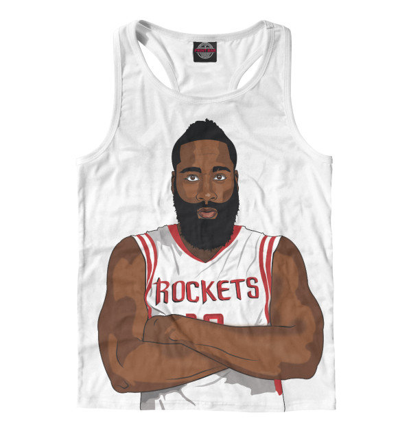 Мужская майка-борцовка с изображением Джеймс Харден цвета Белый