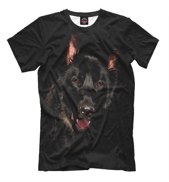 Мужская футболка с изображением Волк в ночи цвета Черный