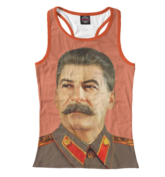 Женская майка-борцовка с изображением Сталин цвета Белый