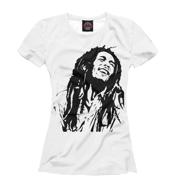 Женская футболка с изображением Боб Марли цвета Белый