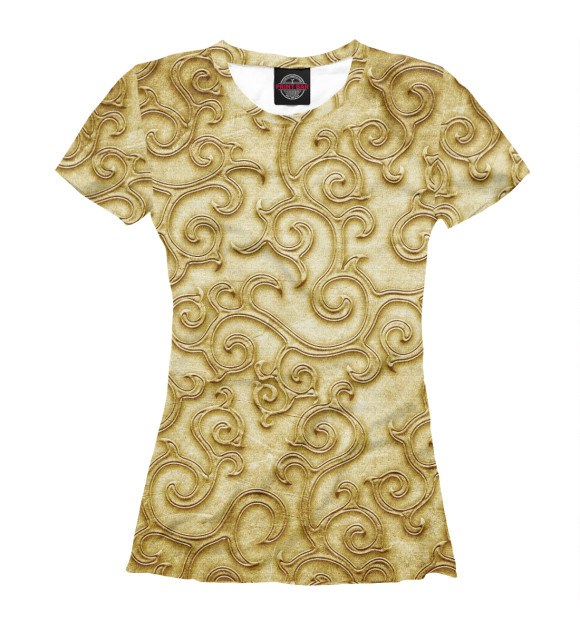 Женская футболка с изображением Золотые узоры цвета Белый