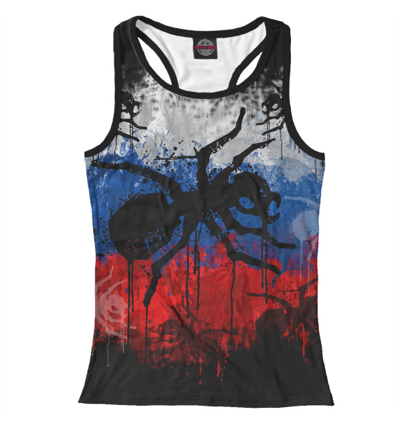 Женская майка-борцовка с притом Russian Warrior цвета Белый Женская майка-борцовка с изображением Russian Warrior цвета Белый