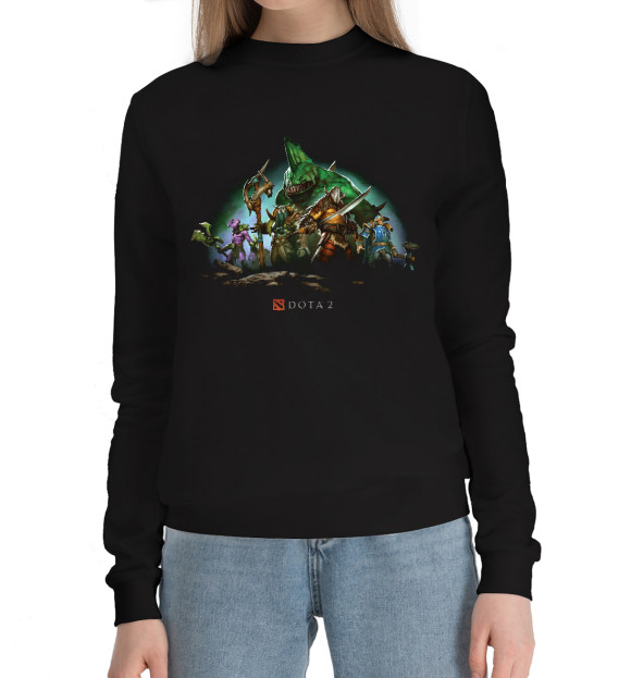 Женский хлопковый свитшот с изображением Дота цвета Черный