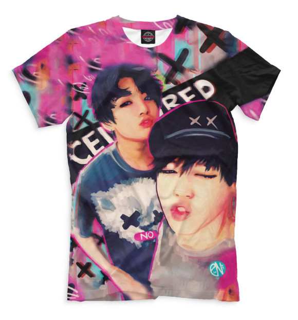 Мужская футболка с изображением BTS цвета Молочно-белый