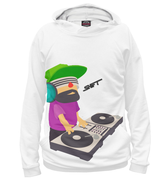 Мужское худи с изображением Shift DjMan White цвета Белый
