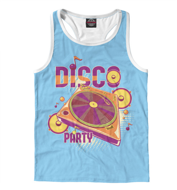 Мужская майка-борцовка с изображением Дискотека цвета Белый