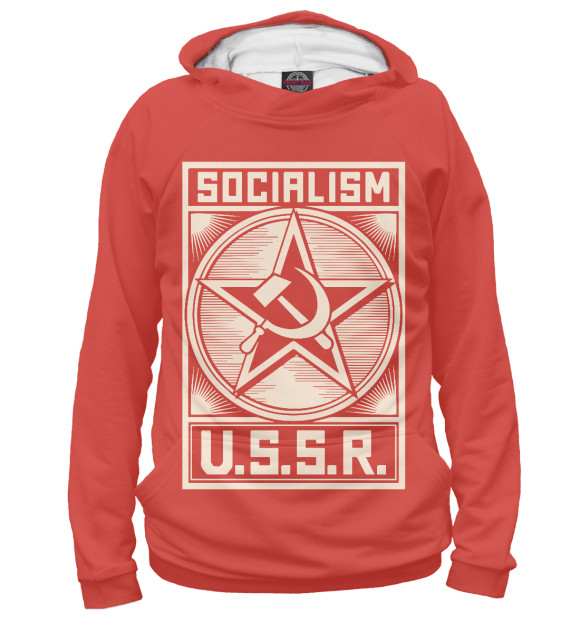 Женское худи с изображением USSR цвета Белый