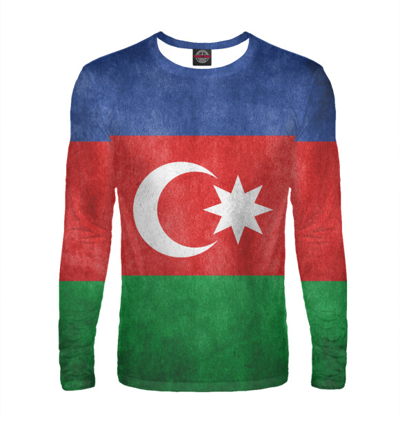 Мужской лонгслив с изображением Флаг Азербайджана цвета Белый