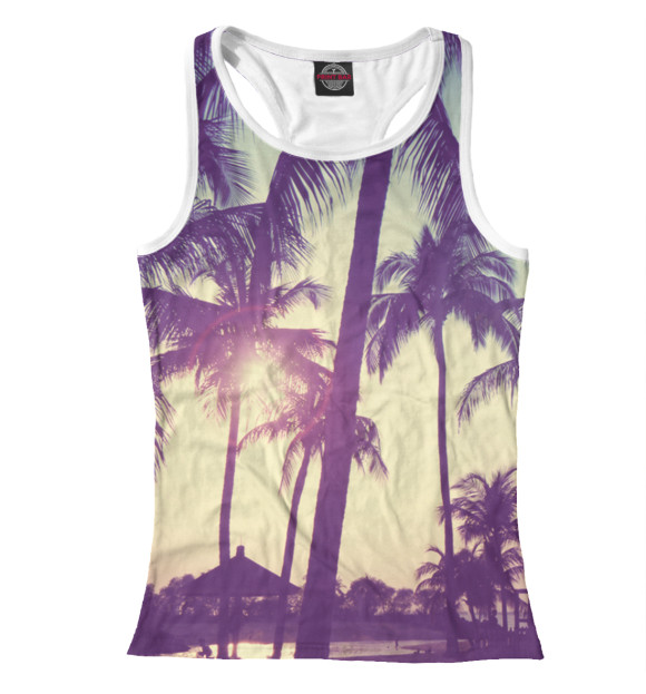 Женская майка-борцовка с изображением Пальмы цвета Белый