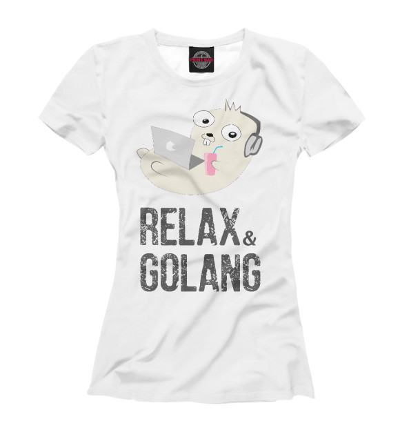 Футболка для девочек с изображением Relax & Golang цвета Белый