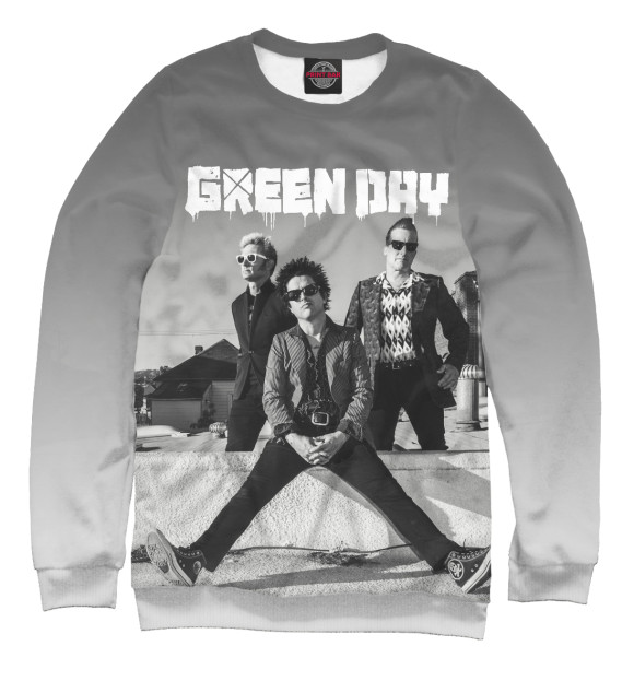 Свитшот для девочек с изображением Green Day цвета Белый