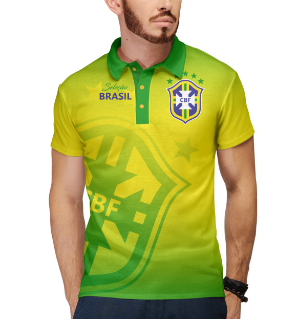 Мужское поло с изображением Бразилия цвета Белый