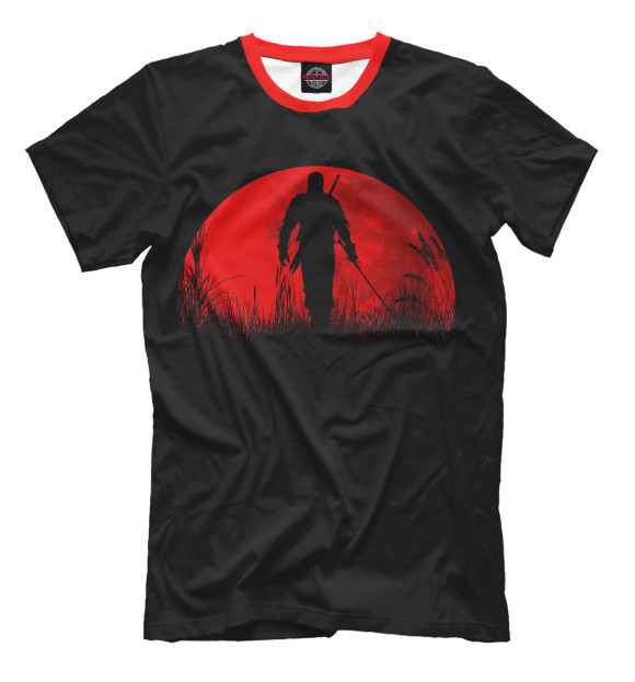 Мужская футболка с изображением Red Moon цвета Черный