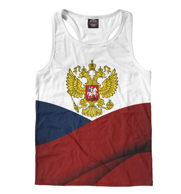 Мужская майка-борцовка с изображением Россия цвета Белый