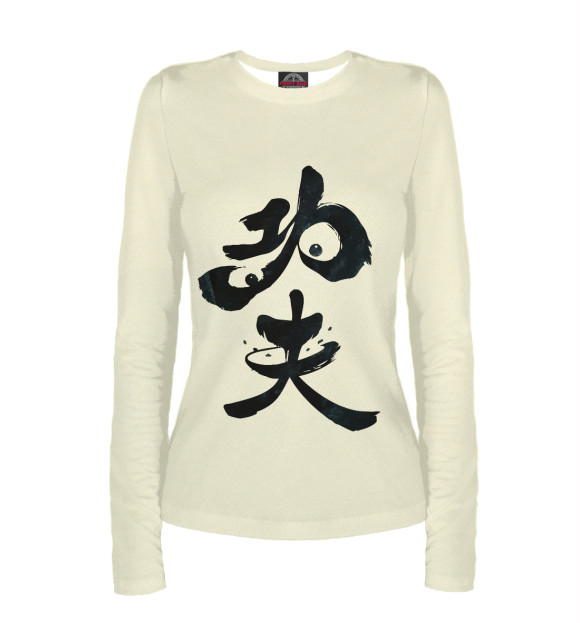 Женский лонгслив с изображением Panda Hieroglyph цвета Белый