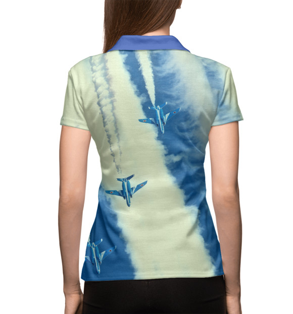 Женское поло с изображением Самолет цвета Белый