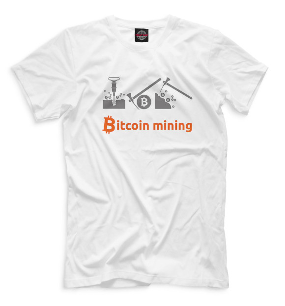 Мужская футболка с изображением Bitcoin Mining цвета Белый