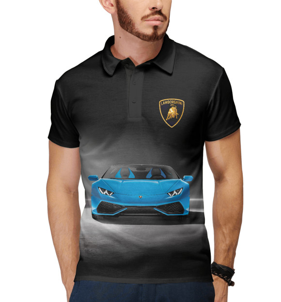 Мужское поло с изображением Lamborghini цвета Белый