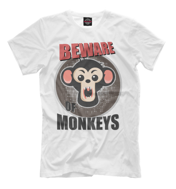 Футболка для мальчиков с изображением Beware of Monkeys цвета Белый