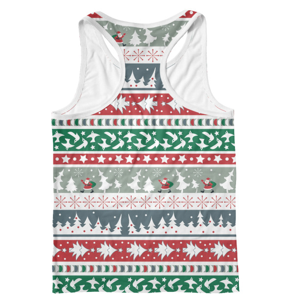 Мужская майка-борцовка с изображением новогодний свитер цвета Белый