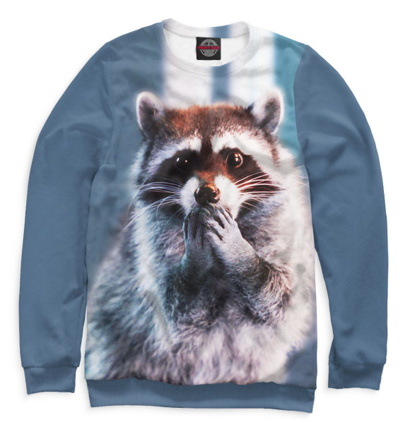 Женский свитшот с изображением Енот цвета Белый