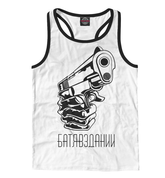 Мужская майка-борцовка с изображением Батя в здании цвета Белый