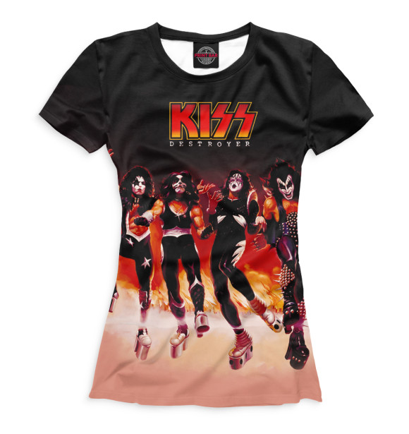 Футболка для девочек с изображением KISS цвета Белый