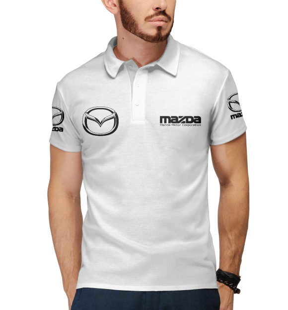 Мужское поло с изображением Mazda цвета Белый