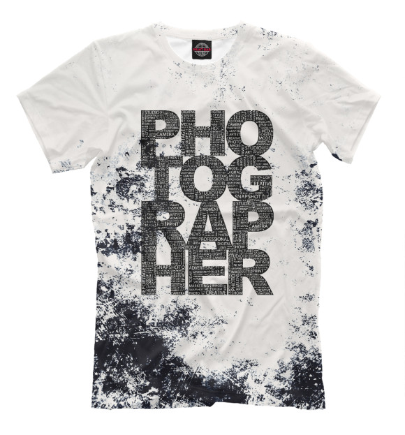 Мужская футболка с притом Photographer цвета Белый Мужская футболка с изображением Photographer цвета Белый