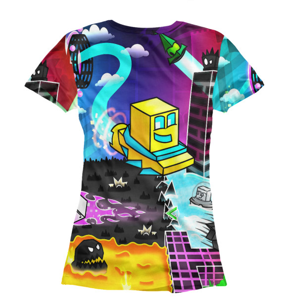 Женская футболка с изображением Geometry Dash цвета Белый