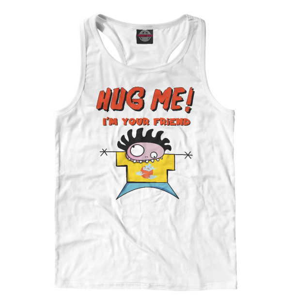 Мужская майка-борцовка с изображением Hug me (обнимашки) цвета Белый