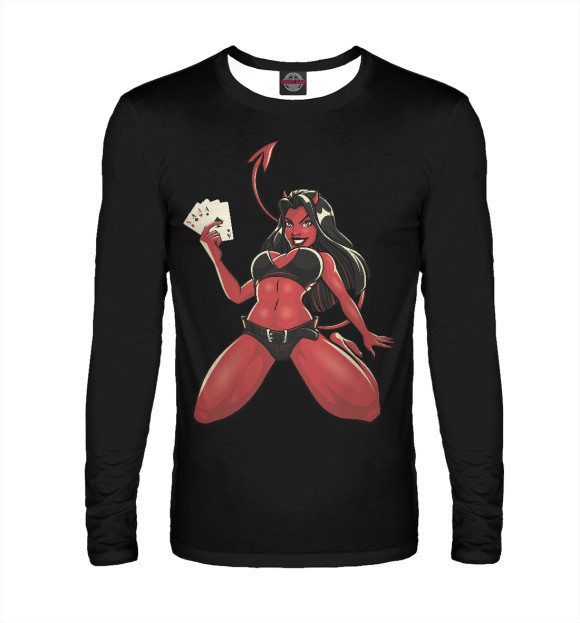 Мужской лонгслив с изображением Сексуальная дьяволица цвета Белый