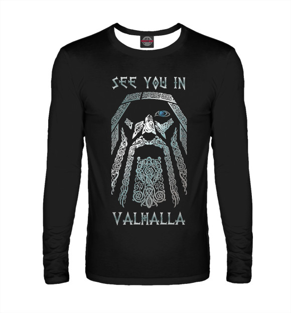 Мужской лонгслив с изображением See you in Valhalla цвета Белый
