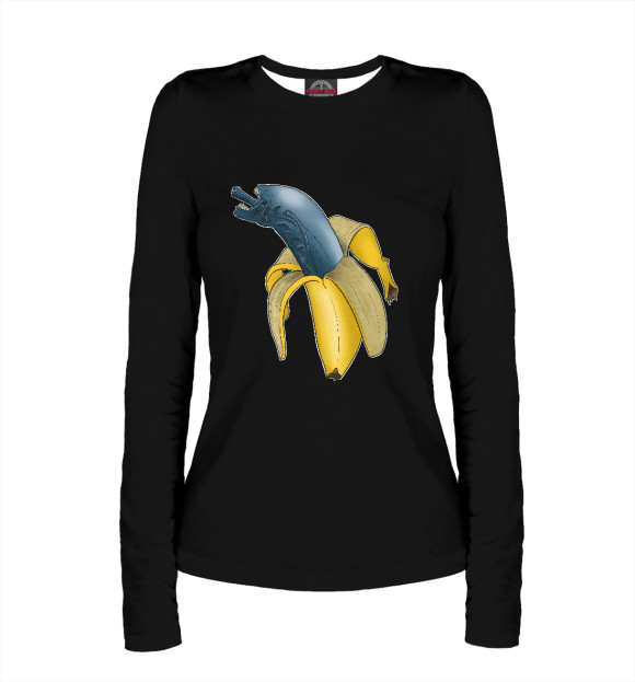 Женский лонгслив с изображением Чужой банан цвета Белый