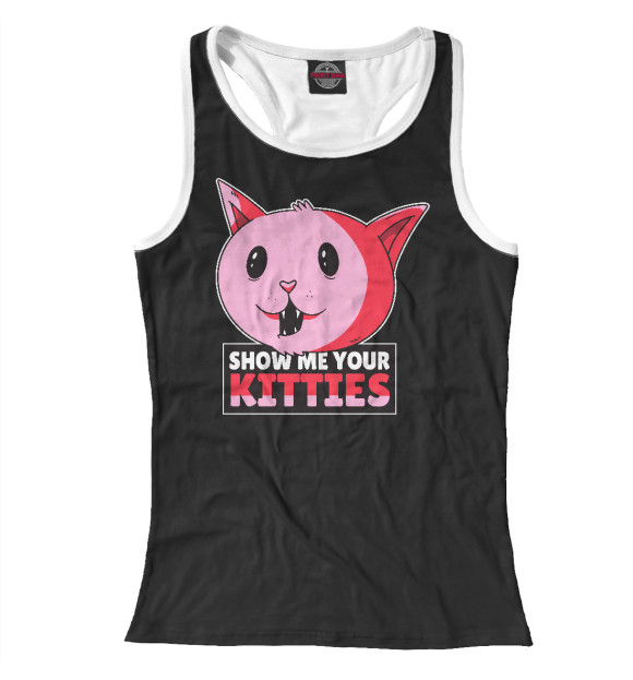 Женская майка-борцовка с изображением Show me your kitties цвета Белый