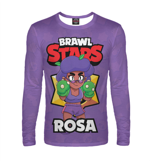 Мужской лонгслив с притом Brawl stars Rosa цвета Белый Мужской лонгслив с изображением Brawl stars Rosa цвета Белый