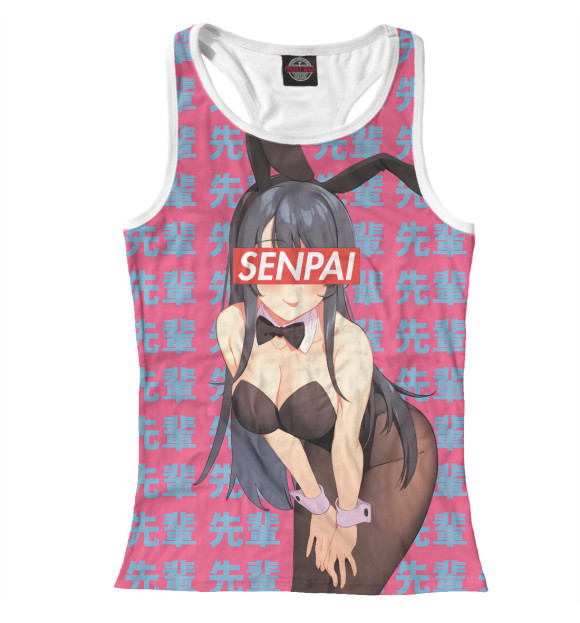 Женская майка-борцовка с изображением Senpai цвета Белый