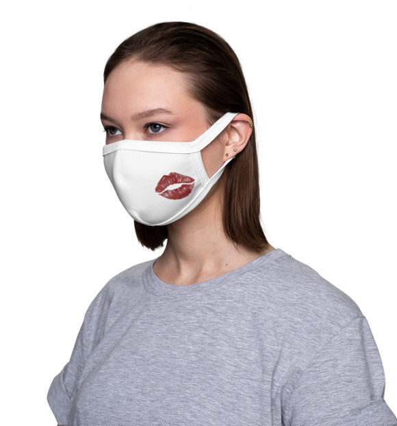Маска тканевая с изображением Поцелуй цвета Белый