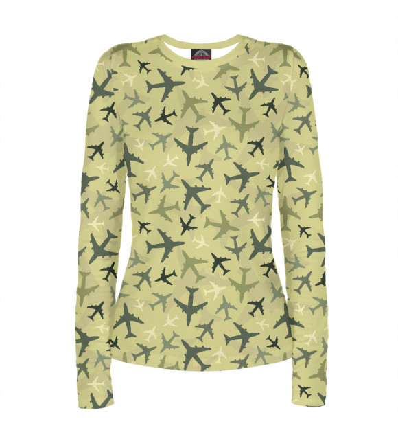 Женский лонгслив с изображением Самолеты цвета Белый