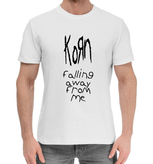 Мужская хлопковая футболка с изображением Korn цвета Белый
